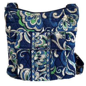 Vera Bradley Mediterranean Blue Hipster Large Crossbody Bag With Wear & Staining